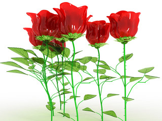 Naklejka premium The red glass roses on a white background №4