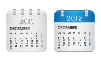 Calendar for 2012, web icon collection, December