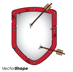 Cartoon style shield with arrows vector illustration
