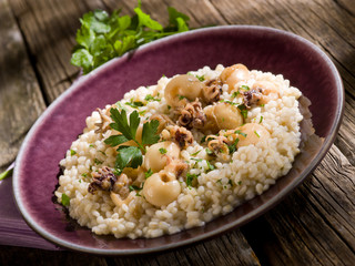 barley risotto with small sepias