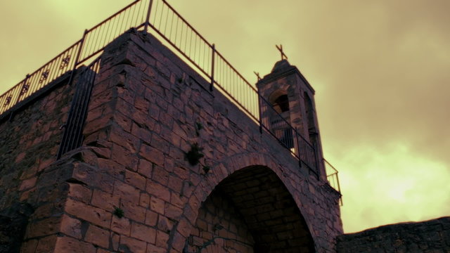 Stock Video Footage panorama of an ancient church shot in Israel at 4k with Red.