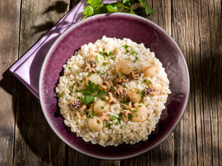 barley risotto with small sepias