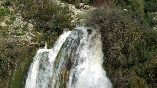 Stock Video Footage of top of Tahana Waterfall shot in Israel at 4k with Red.
