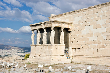 Fototapeta premium The Porch of the Caryatids. Acropolis of Atheens, Greece