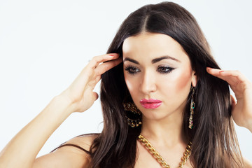 Fototapeta premium Gorgeous brunette in jewelry