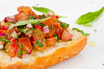 Bruschetta( Italian Toasted Garlic Bread ) with tomato