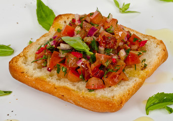Bruschetta( Italian Toasted Garlic Bread ) with tomato