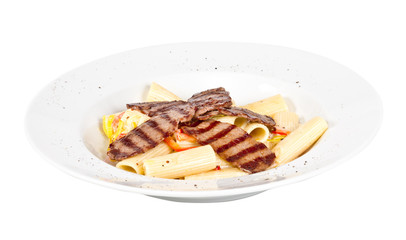 Rigatoni pasta with a beef and sauce