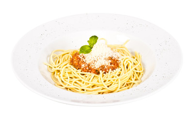 spaghetti pasta with tomato beef sauce