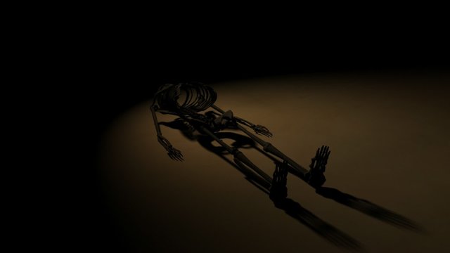 Old Skeleton Laying on Dirt Floor