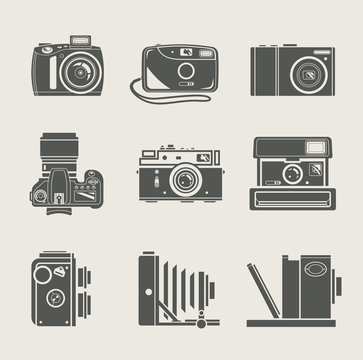 camera new and retro icon vector illustration
