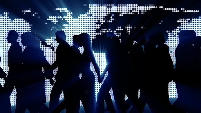 People Walking By World Map