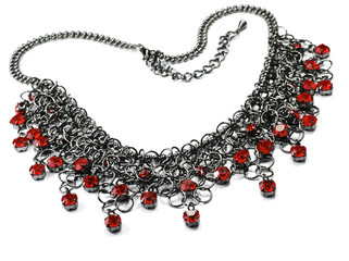 necklace with red stones isolated on white