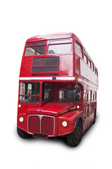 Bus rouge londonien, isolé fond blanc