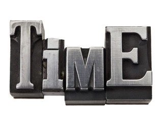 time word in metal type