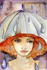 Crédence de cuisine en verre imprimé Inspiration picturale fille des pluies