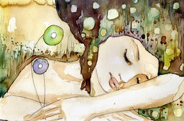 Papier Peint photo Inspiration picturale belle fille endormie