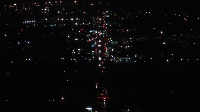 San Fernando Valley City traffic at Night (HD Aerial)