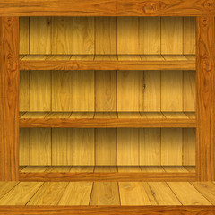 Empty wooden shelf