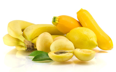 Naklejka na ściany i meble Yellow fruits isolated on the white