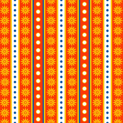 Seamless Bright Festive Striped and Floral Background