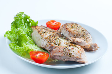 fried meat with vegetables