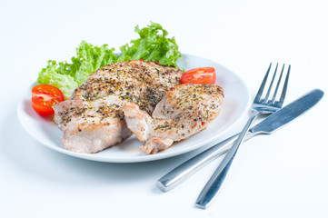 fried meat with vegetables