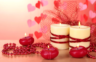 Beautiful candles with romantic decor