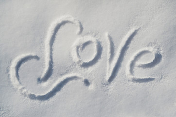 inscription on the snow LOVE