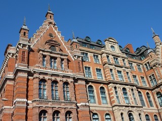 The fronts of historic houses in London in England