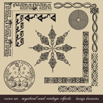 mystical and vintage objects - design elements