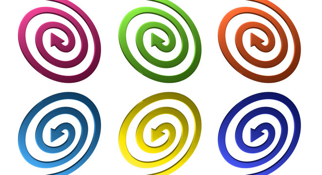 Arrows on white. Spiral shape