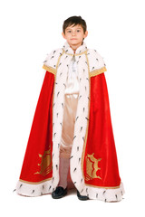 Boy dressed as a king. Isolated