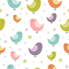 Cute colorful birds seamless texture