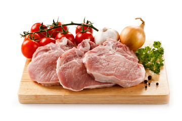 Fresh raw pork on cutting board