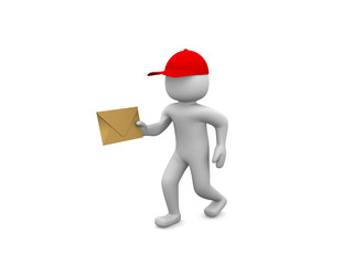 3d Postman delivering mail