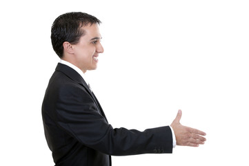 businessman reaching out to shake hands