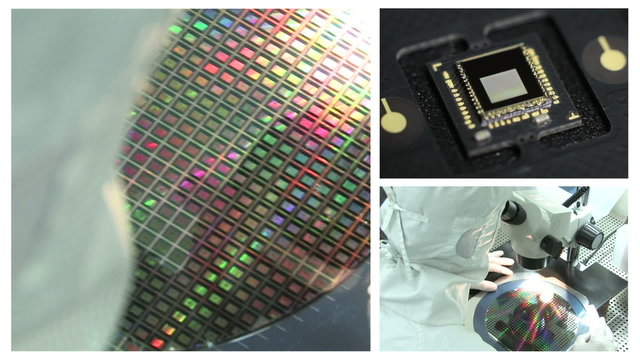 Montage Shots. Camera Sensor for Mobile Phone.