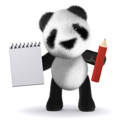 3d Panda bear with notepad and pencil © Steve Young
