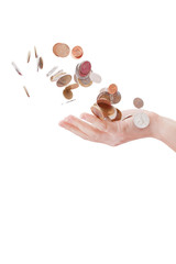 coins in the hand