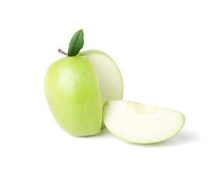 Green apple on a white background