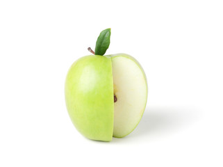Green apple on a white background.