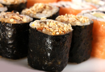 Tasty rolls close-up isolated on white