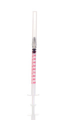 Insulin syringe isolated on white