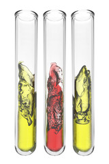 testtubes with abstract liquids in spanish national colors