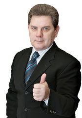 The man a showing thumb