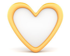 Gold heart isolated on white background