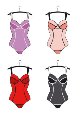 Four Corsets On A Hanger