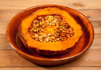 cutted half pumpkin roasted pumpkin
