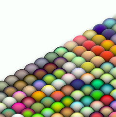 isometric 3d render of balls in multiple bright colors